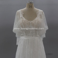 Customized round neck short-sleeved embroidered casual white lace wedding gown dresses china